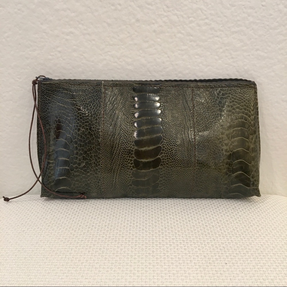 Never Used Beautiful Gray Genuine Snakeskin Bag